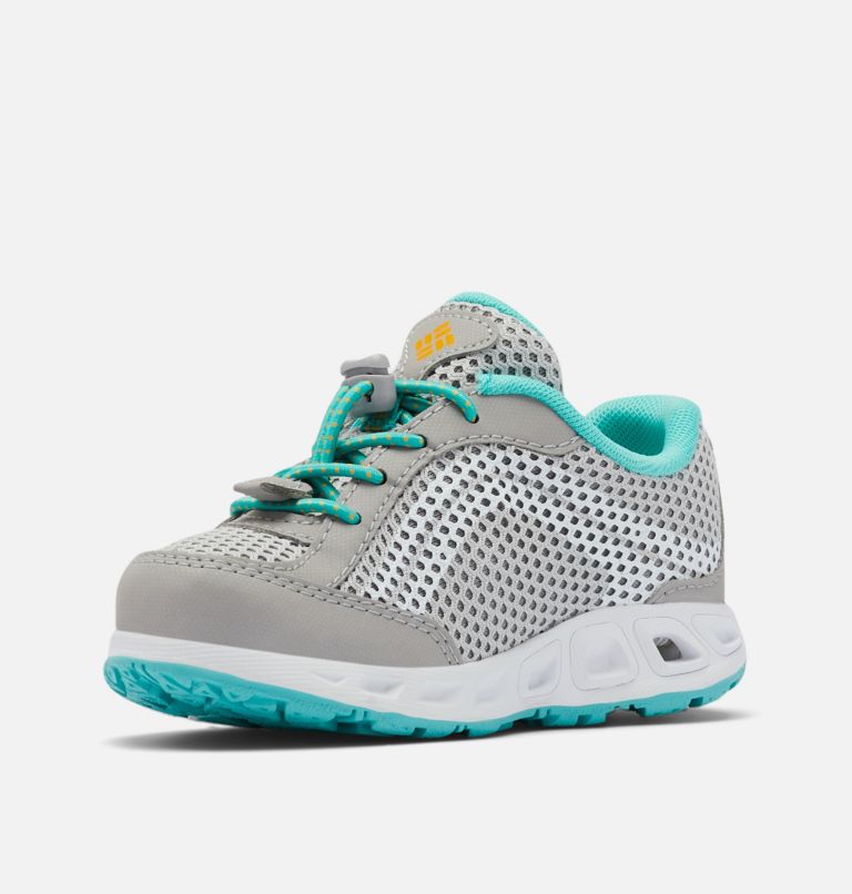 Little Kids’ Drainmaker IV Water Shoe, Color: Grey Ice, Bright Marigold, image 6