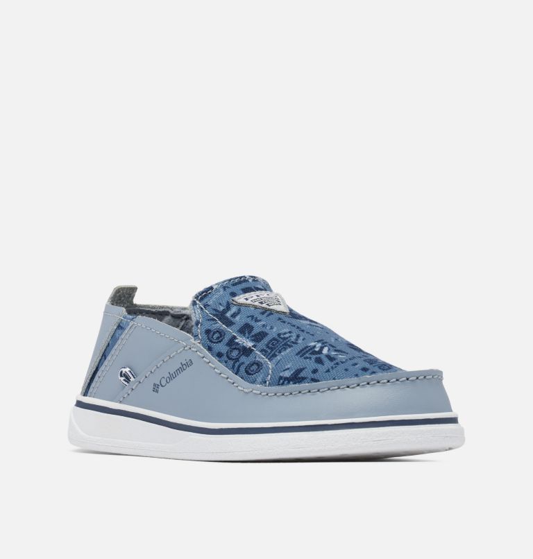 Little Kids' Bahama PFG Shoe, Color: Tradewinds Grey, Collegiate Navy, image 3