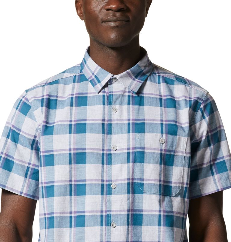 Thumbnail: Men's Big Cottonwood Short Sleeve Shirt, Color: Glacial Sliding Window Plaid, image 4