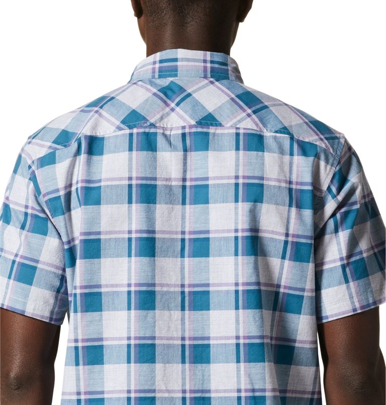 Thumbnail: Men's Big Cottonwood Short Sleeve Shirt, Color: Glacial Sliding Window Plaid, image 5