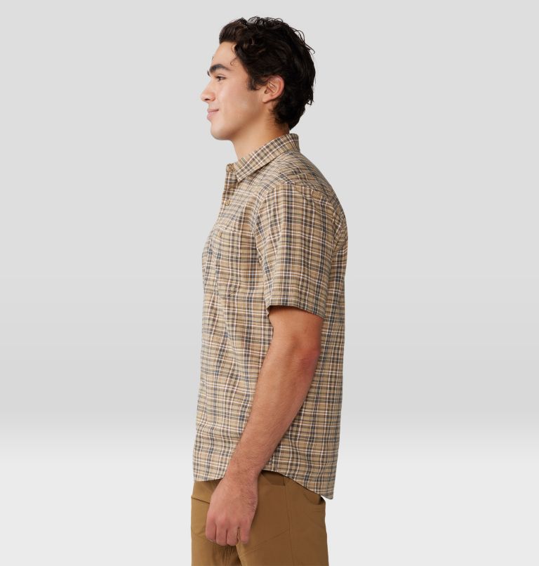 Men's Big Cottonwood Short Sleeve Shirt, Color: Moab Tan Canopy Plaid, image 3