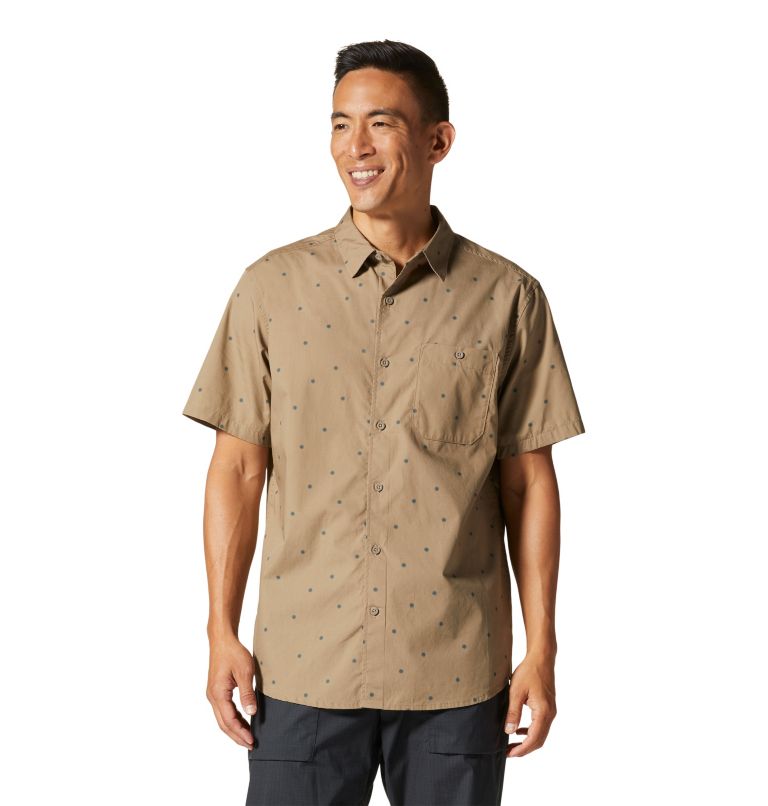 Men's Big Cottonwood Short Sleeve Shirt, Color: Trail Dust Micro Sun Dot Print, image 1