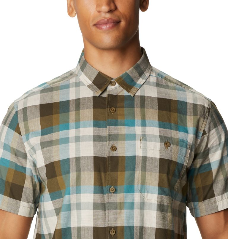 Men's Big Cottonwood Short Sleeve Shirt, Color: Raw Clay Plaid, image 3