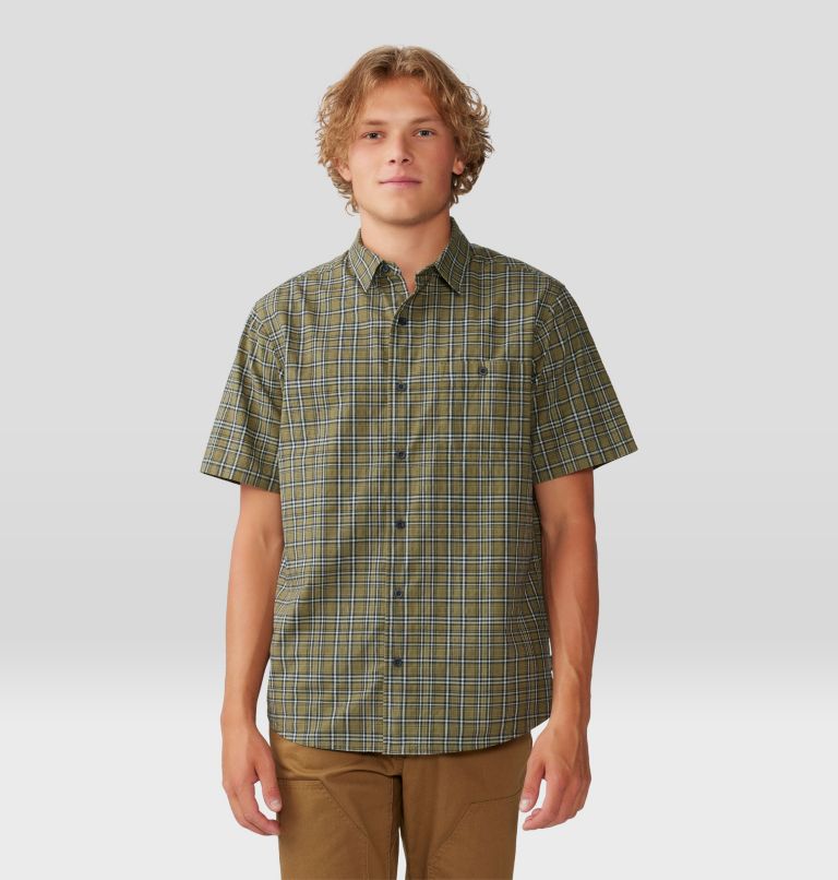 Thumbnail: Men's Big Cottonwood Short Sleeve Shirt, Color: Combat Green Canopy Plaid, image 6