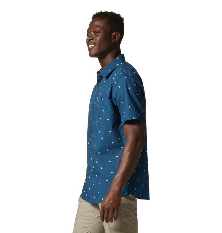 Men's Big Cottonwood Short Sleeve Shirt, Color: Dark Caspian Micro Sun Dot Print, image 3