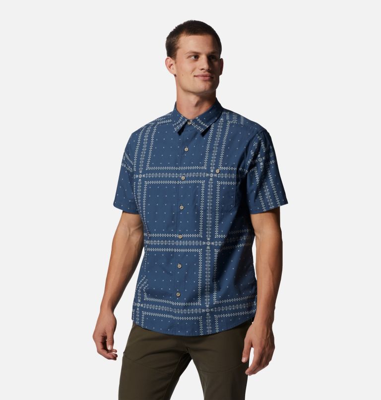 Men's Big Cottonwood Short Sleeve Shirt, Color: Zinc Bandana Grid, image 5