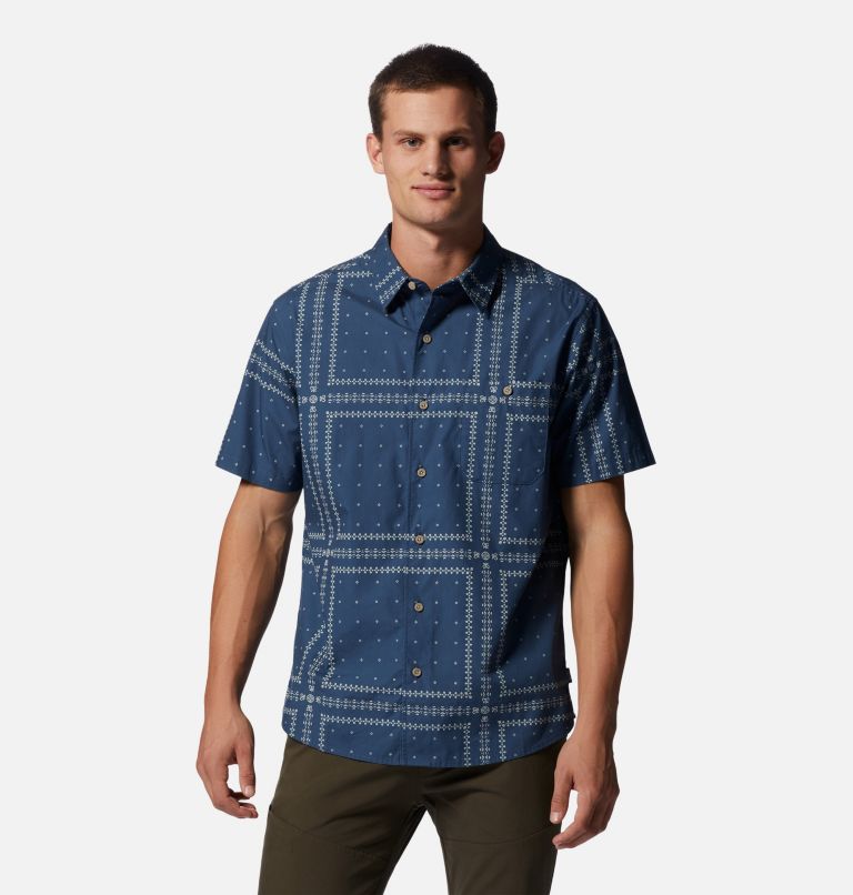 Thumbnail: Men's Big Cottonwood Short Sleeve Shirt, Color: Zinc Bandana Grid, image 1