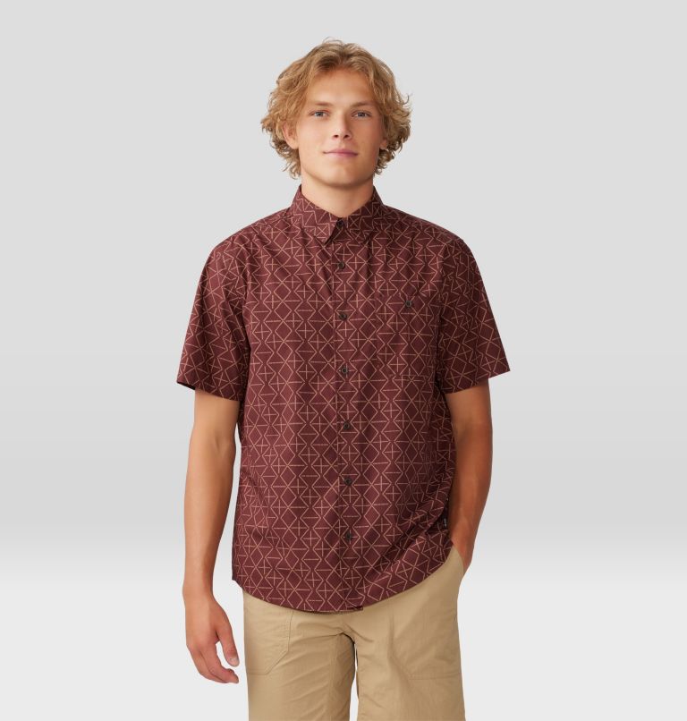 Men's Big Cottonwood Short Sleeve Shirt, Color: Washed Raisin Dot Geo Print, image 1