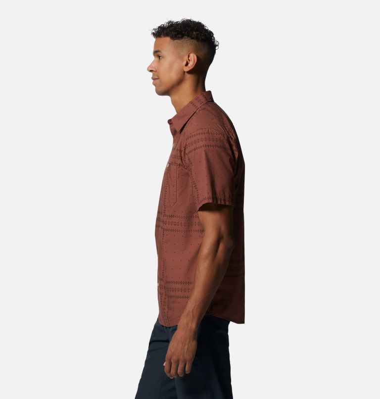 Men's Big Cottonwood Short Sleeve Shirt, Color: Clay Earth Bandana Grid, image 3