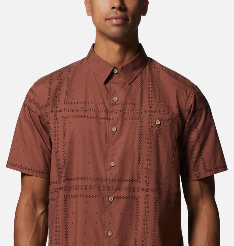 Men's Big Cottonwood Short Sleeve Shirt, Color: Clay Earth Bandana Grid, image 4