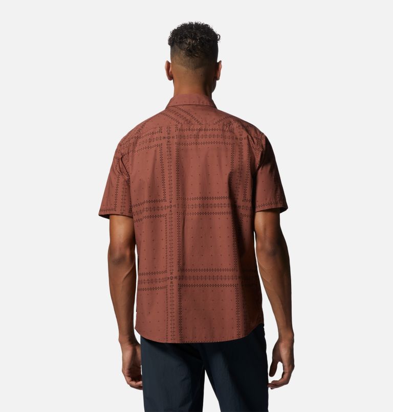Men's Big Cottonwood Short Sleeve Shirt, Color: Clay Earth Bandana Grid, image 2
