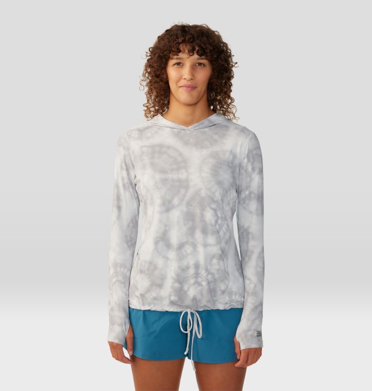 Women's Crater Lake Long Sleeve Hoody, Color: Grey Ice Spore Dye Print, image 1