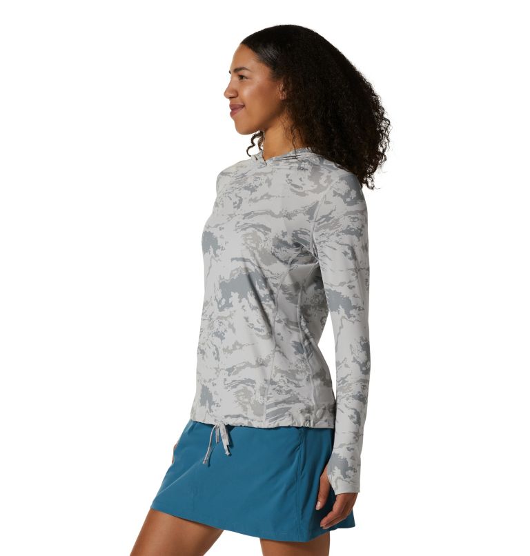 Women's Crater Lake Long Sleeve Hoody, Color: Grey Ice Crag Camo, image 3