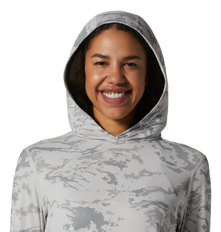 Women's Crater Lake Long Sleeve Hoody, Color: Grey Ice Crag Camo, image 4