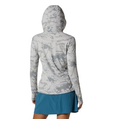 Women's Crater Lake Long Sleeve Hoody, Color: Grey Ice Crag Camo