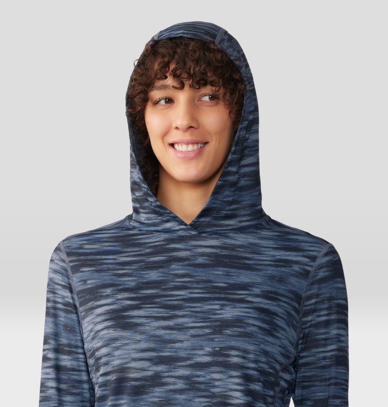 Thumbnail: Women's Crater Lake Long Sleeve Hoody, Color: Blue Slate Frequency Print, image 4