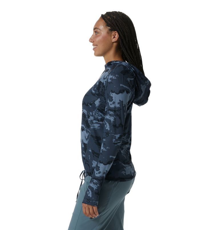 Women's Crater Lake Long Sleeve Hoody, Color: Blue Slate Crag Camo, image 3