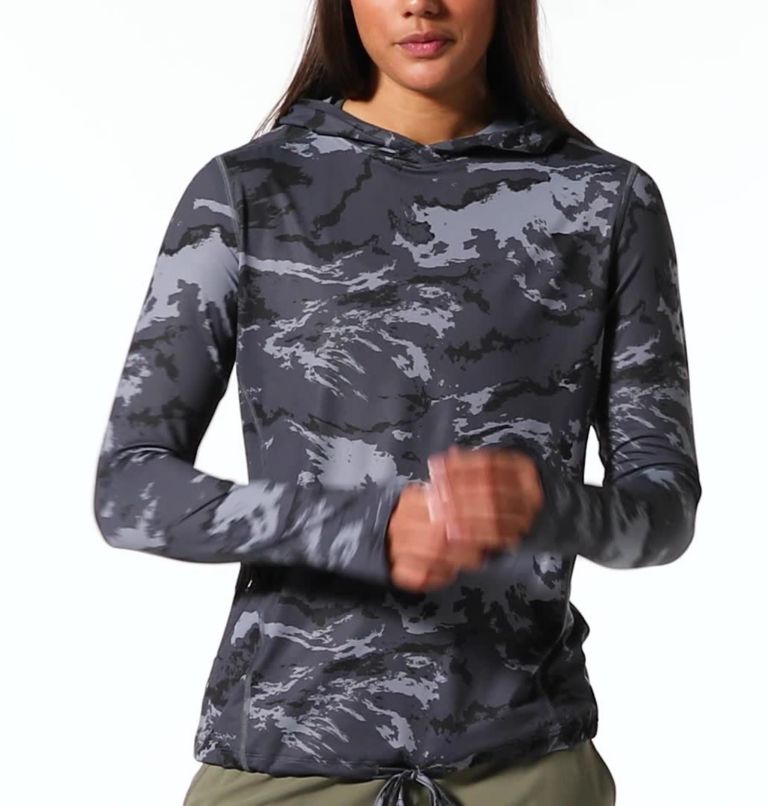 Women's Crater Lake Long Sleeve Hoody, Color: Blue Slate Crag Camo