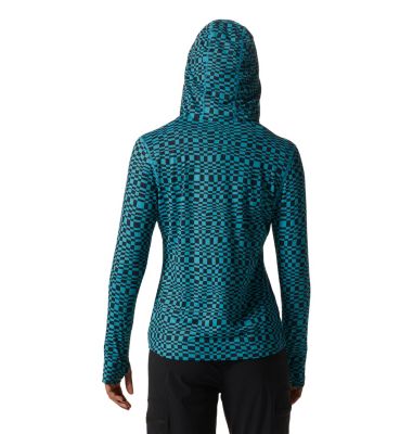 Women's Crater Lake Long Sleeve Hoody, Color: Teton Blue Checks Print