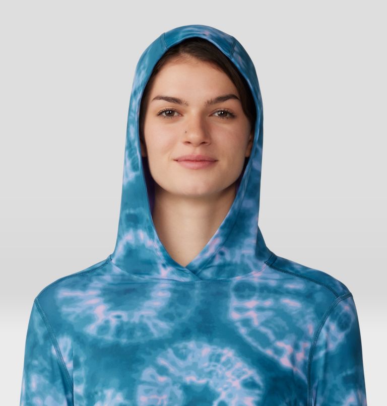 Women's Crater Lake Long Sleeve Hoody, Color: Baltic Blue Spore Dye Print, image 4