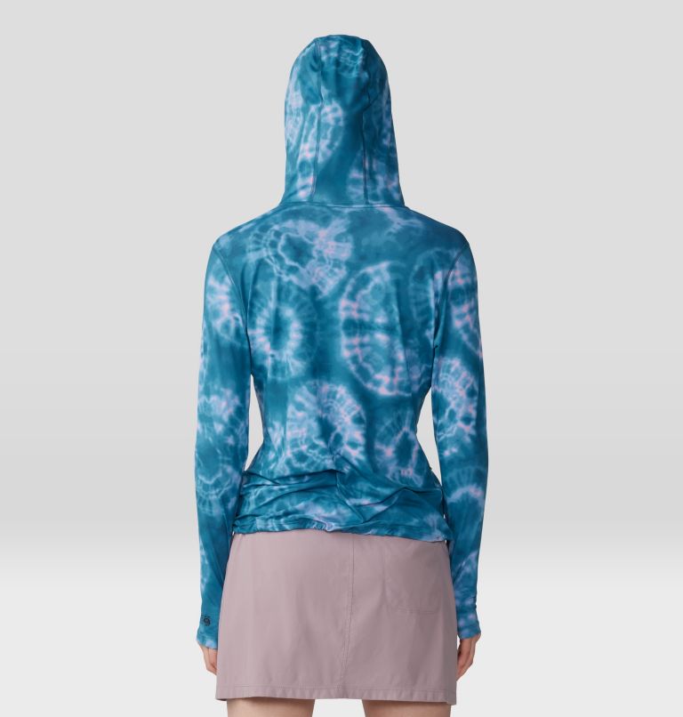 Women's Crater Lake Long Sleeve Hoody, Color: Baltic Blue Spore Dye Print, image 2