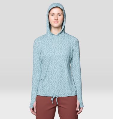 Women's Crater Lake Long Sleeve Hoody, Color: Ice Shadow Peaks Print, image 9