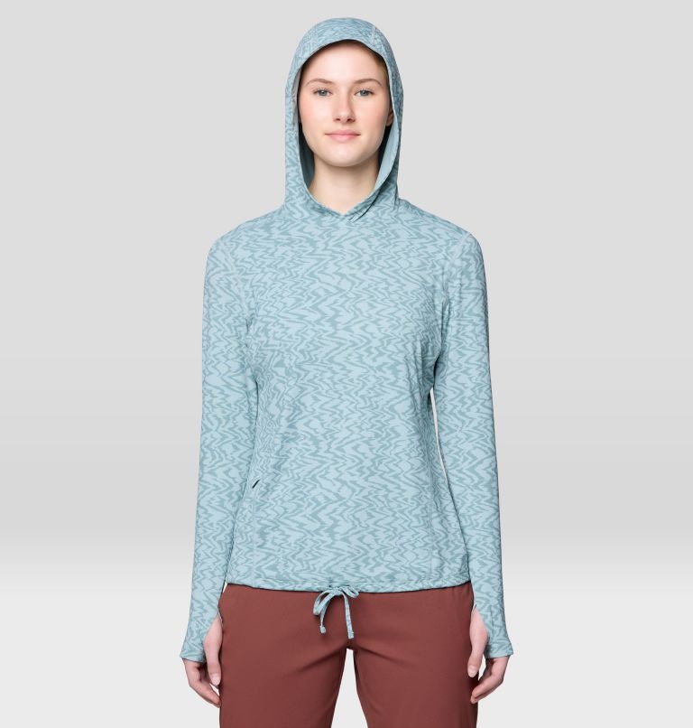 Women's Crater Lake Long Sleeve Hoody, Color: Ice Shadow Peaks Print, image 1
