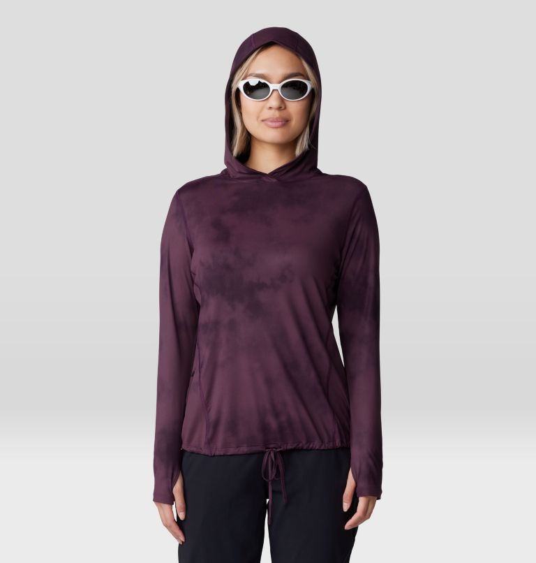 Women's Crater Lake Long Sleeve Hoody, Color: Blackberry Clouds Print, image 7