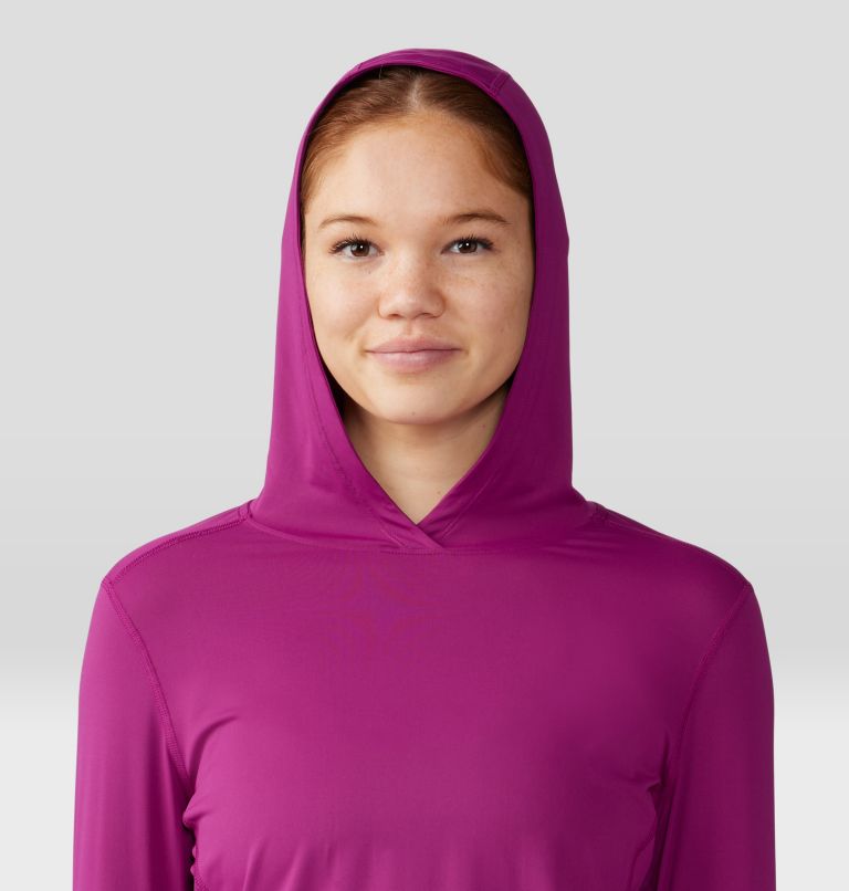 Thumbnail: Women's Crater Lake Long Sleeve Hoody, Color: Berry Glow, image 4