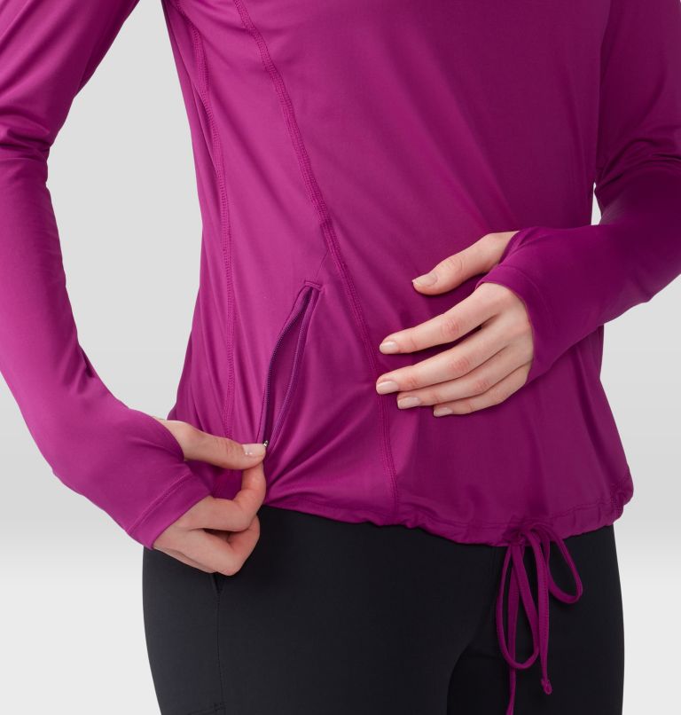 Thumbnail: Women's Crater Lake Long Sleeve Hoody, Color: Berry Glow, image 6