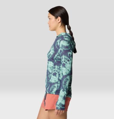 Women's Crater Lake Long Sleeve Hoody, Color: Lapis Dusk Spore Dye Print, image 12