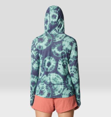 Women's Crater Lake Long Sleeve Hoody, Color: Lapis Dusk Spore Dye Print, image 11