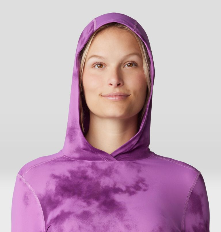Chandail manches longues à capuchon Crater Lake Femme, Color: Lilac Glow Clouds Print, image 4