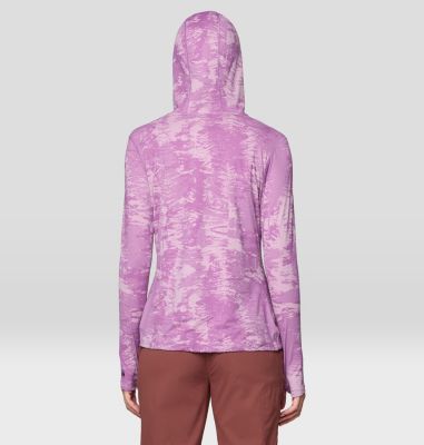 Women's Crater Lake Long Sleeve Hoody, Color: Lilac Glow Ink Dyed Print, image 3