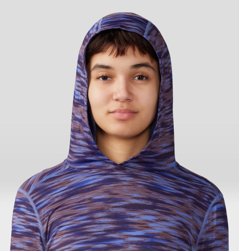 Women's Crater Lake Long Sleeve Hoody, Color: Berry Vivid Frequency Print, image 4