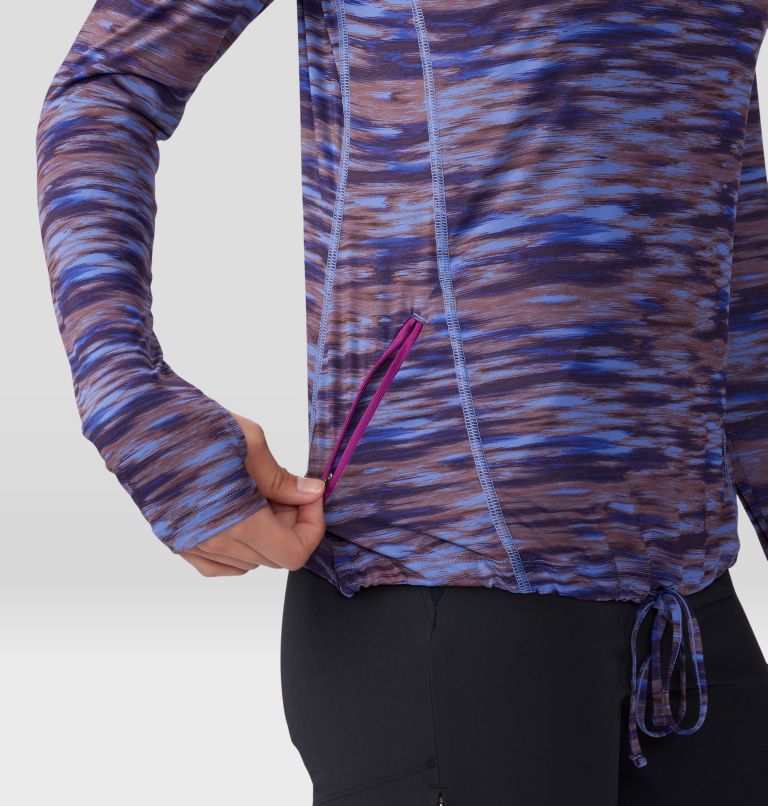 Women's Crater Lake Long Sleeve Hoody, Color: Berry Vivid Frequency Print, image 6