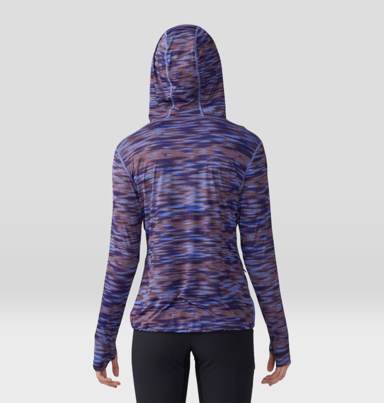 Women's Crater Lake Long Sleeve Hoody, Color: Berry Vivid Frequency Print, image 2