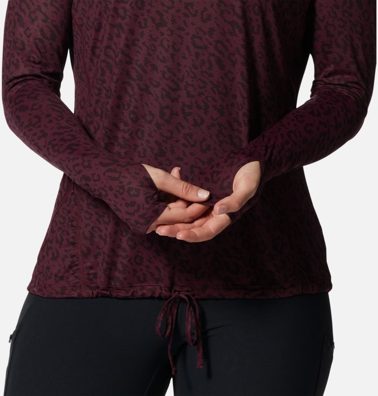 Women's Crater Lake Long Sleeve Hoody, Color: Cocoa Red Wildcat Print, image 5
