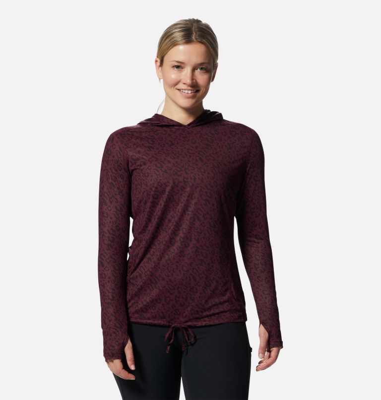 Women's Crater Lake Long Sleeve Hoody, Color: Cocoa Red Wildcat Print, image 1