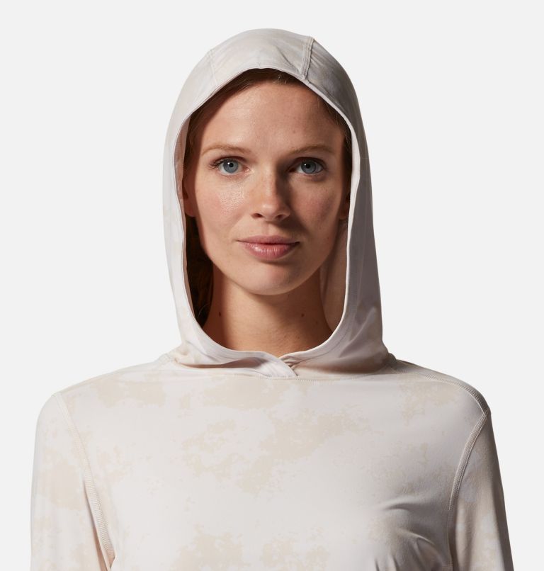 Thumbnail: Women's Crater Lake Long Sleeve Hoody, Color: White Sprite Scattered Dye Print, image 4