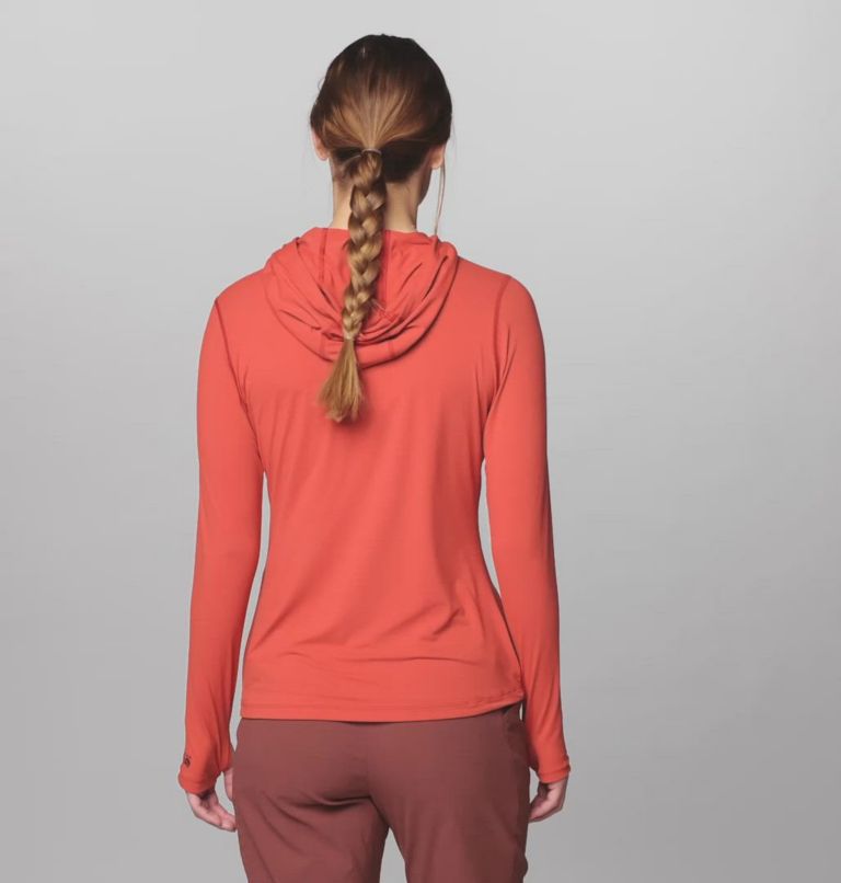 Women's Crater Lake Long Sleeve Hoody, Color: Mars Red