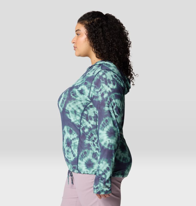 Women's Crater Lake Long Sleeve Hoody | 531 | 1X, Color: Lapis Dusk Spore Dye Print, image 4