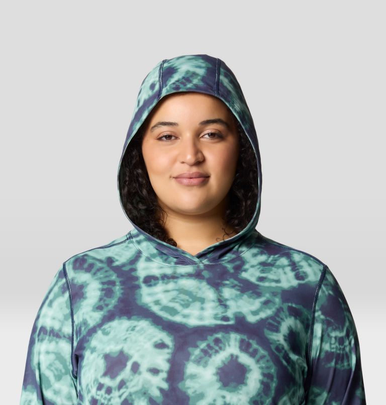 Women's Crater Lake Long Sleeve Hoody | 531 | 1X, Color: Lapis Dusk Spore Dye Print, image 5