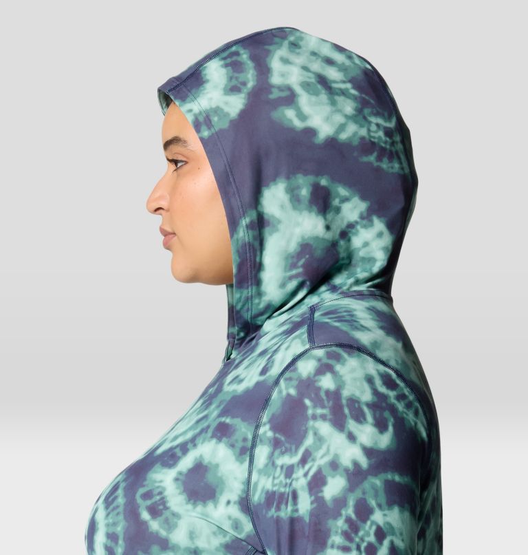 Women's Crater Lake Long Sleeve Hoody | 531 | 1X, Color: Lapis Dusk Spore Dye Print, image 6