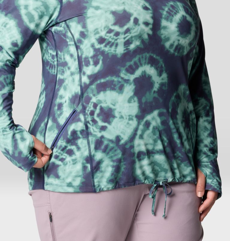 Women's Crater Lake Long Sleeve Hoody | 531 | 1X, Color: Lapis Dusk Spore Dye Print, image 7