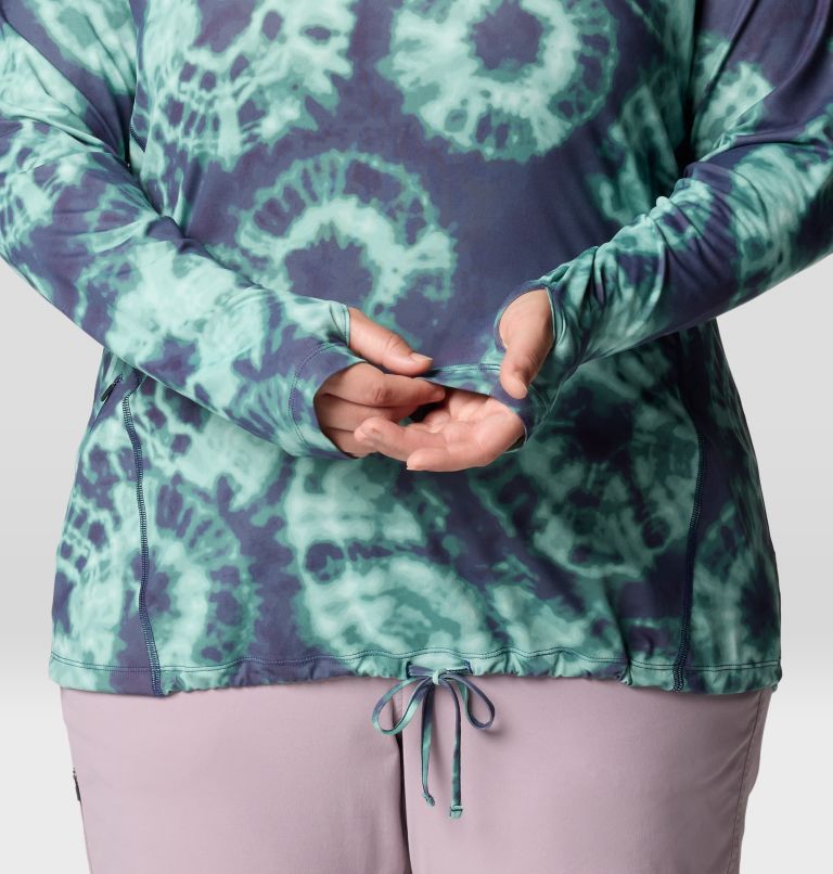 Women's Crater Lake Long Sleeve Hoody | 531 | 1X, Color: Lapis Dusk Spore Dye Print, image 8