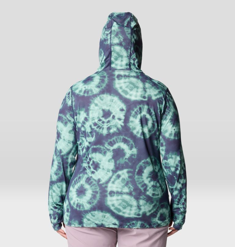 Women's Crater Lake Long Sleeve Hoody | 531 | 1X, Color: Lapis Dusk Spore Dye Print, image 3
