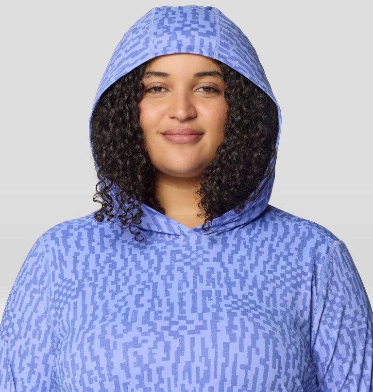 Women's Crater Lake Long Sleeve Hoody | 535 | 2X, Color: Light Illusion Digidaze Print, image 5