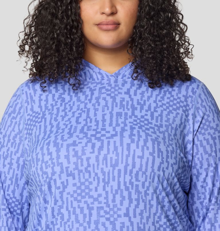 Women's Crater Lake Long Sleeve Hoody | 535 | 2X, Color: Light Illusion Digidaze Print, image 6