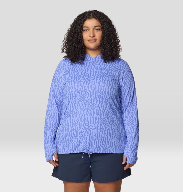 Women's Crater Lake Long Sleeve Hoody | 535 | 2X, Color: Light Illusion Digidaze Print, image 1